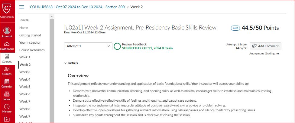 Week 2 Assignment: Pre-Residency Basic Skills Review