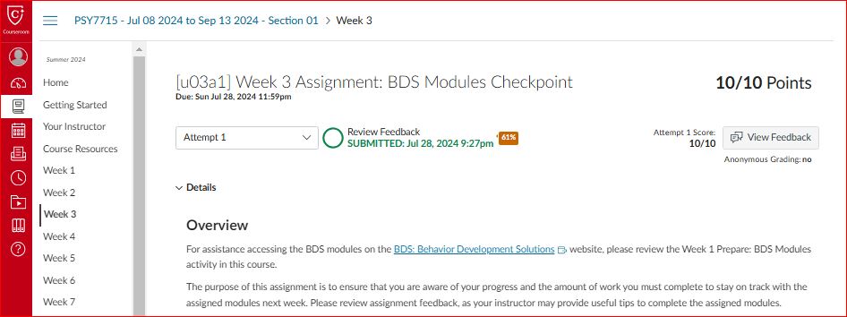 Week 3 Assignment: BDS Modules Checkpoint