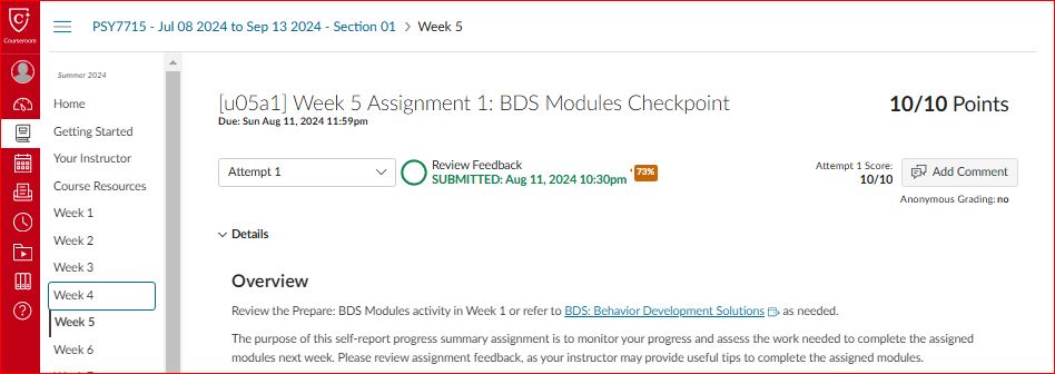 Week 5 Assignment 1: BDS Modules Checkpoint