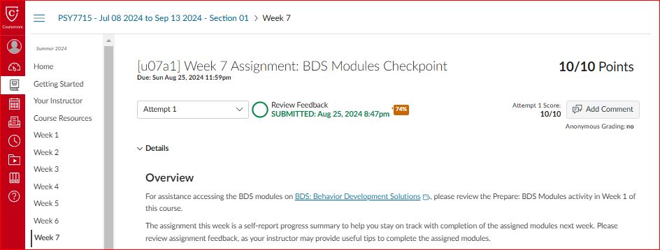 Week 7 Assignment: BDS Modules Checkpoint