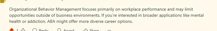 a student's comment on organizational behavior course