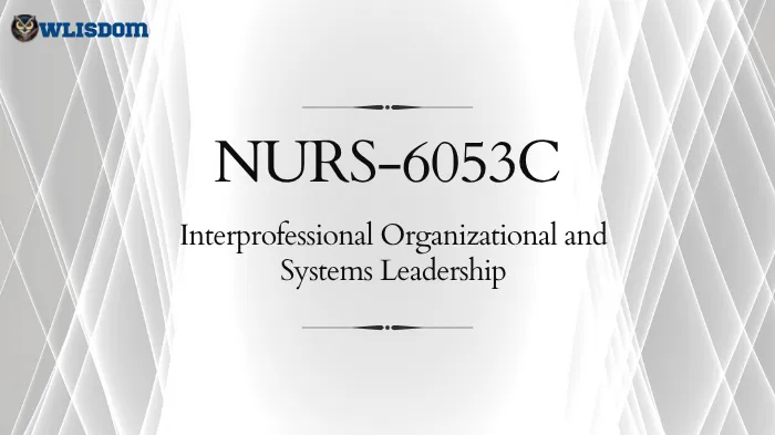 NURS-6053C – Interprofessional Organizational and Systems Leadership: Building Leadership Skills and Driving Change in Healthcare