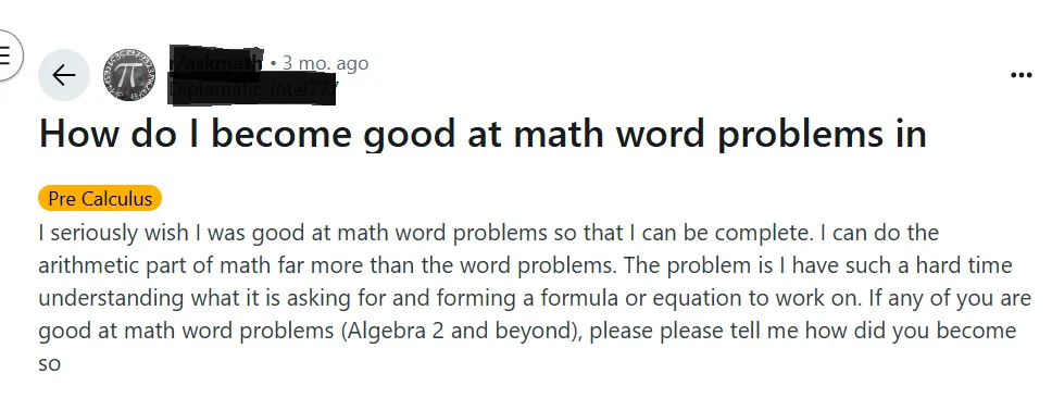 Student talking about facing difficulty in solving maths word problems.