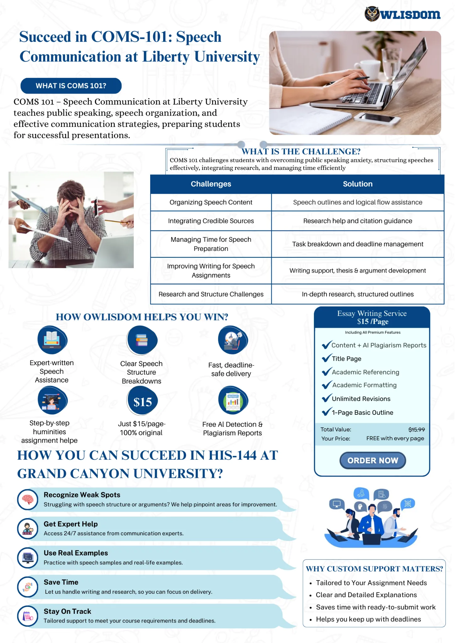 Student's challenges and the assistance by Owlisdom.