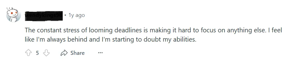 A student’s review on facing stress and doubt because of looming deadlines.