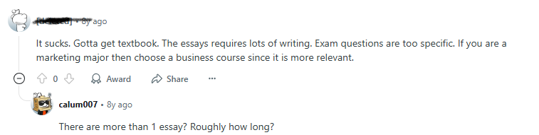 A student facing course complexity in challenging essays and specific exams.