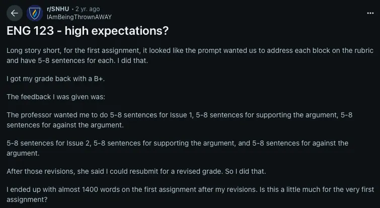Student overwhelmed by unclear rubric expectations