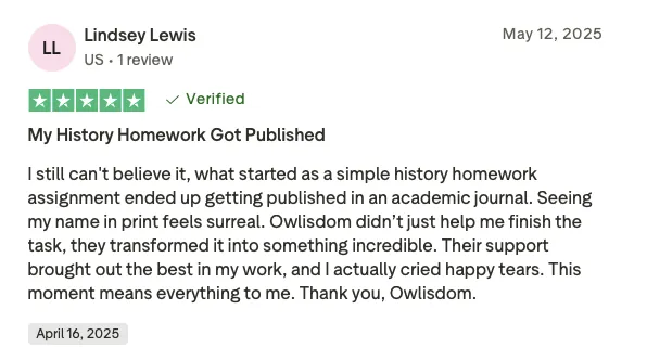 5-star Trustpilot review by Lindsey Lewis