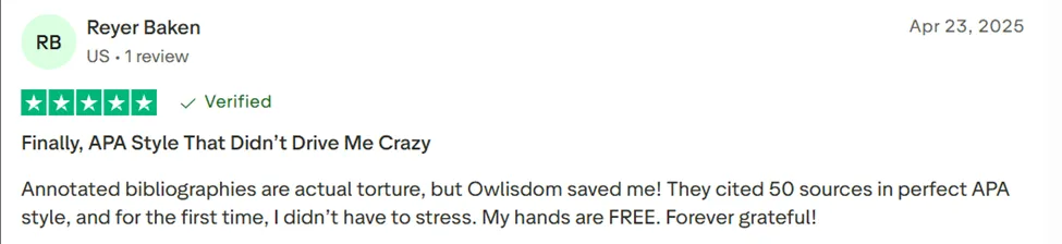 A satisfied customer of Owlisdom