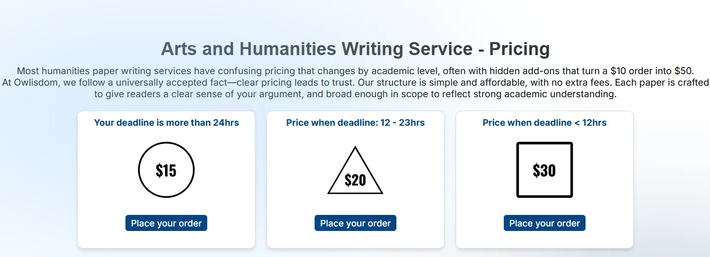Owlisdom affordable fixed pricing for essay writing help