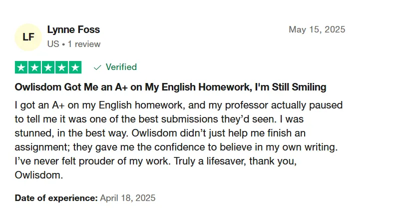 A satisfied student from the services of Owlisdom