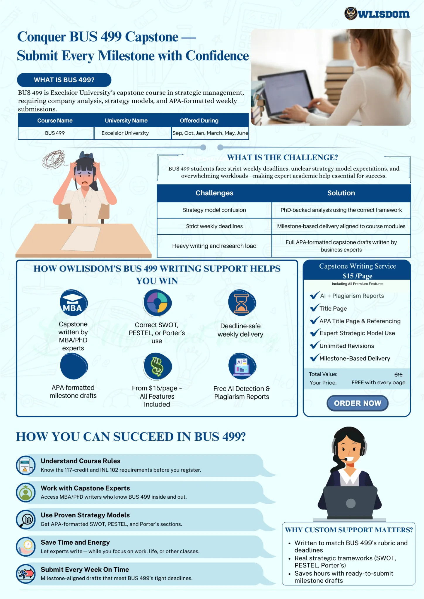 Why Do Students Struggle with BUS 499 at Excelsior University and How Does Owlisdom Make It Easier?