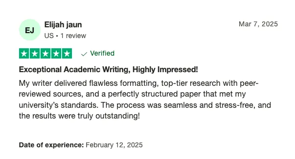 Verified review via Trustpilot